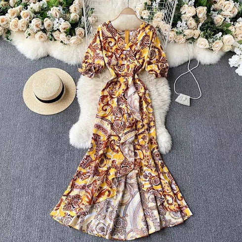 Asymmetrical Ruffles A-Line Empire Dress